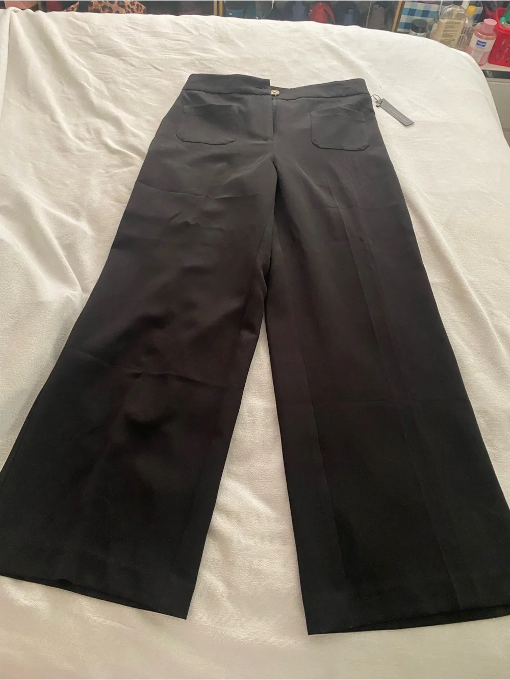 Meg & Margot Women's Black Elastic-Waist Dress Pants